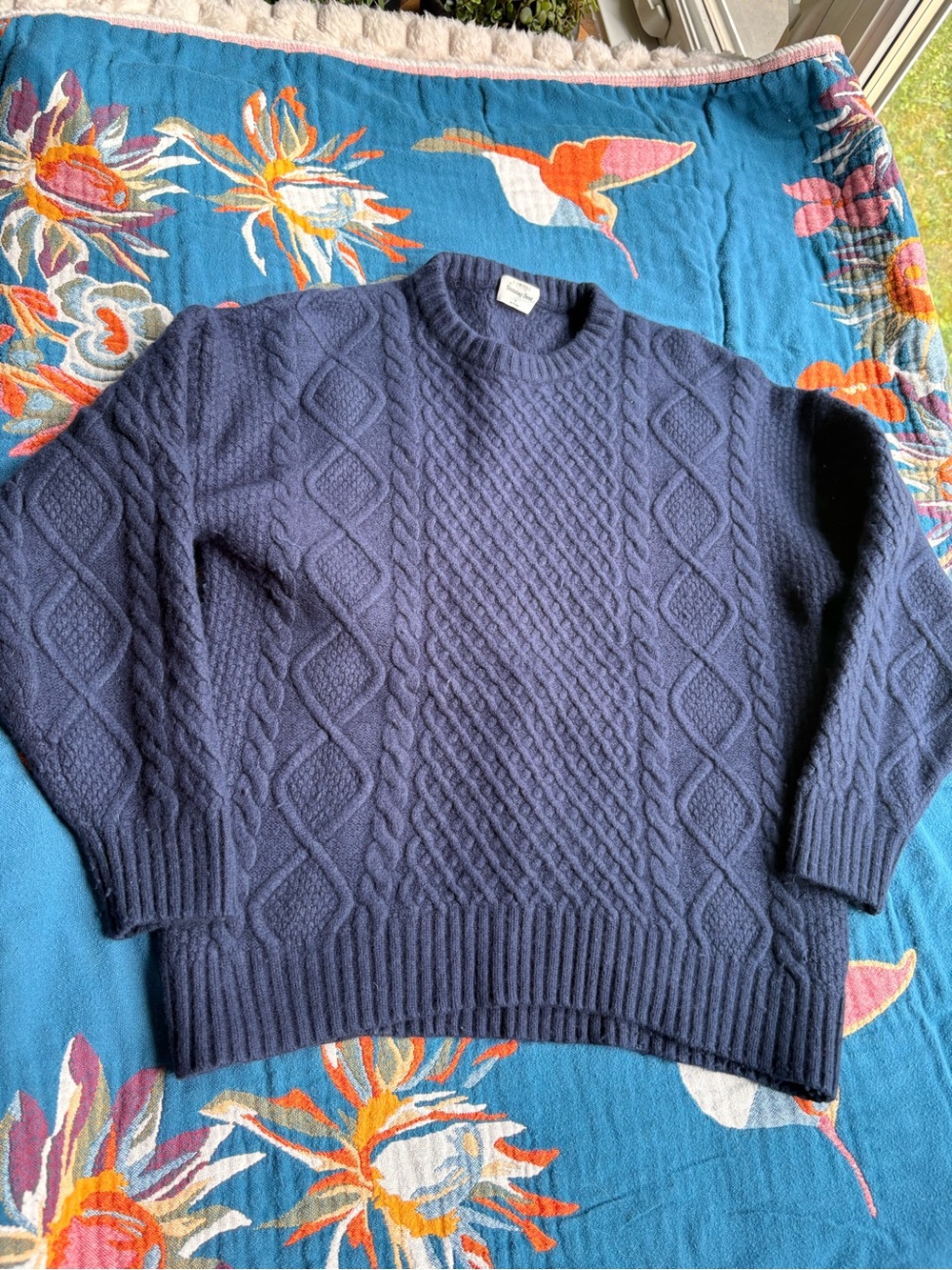 Aritzia Wool Classic Cable-Knit Crewneck Sweater - Navy S